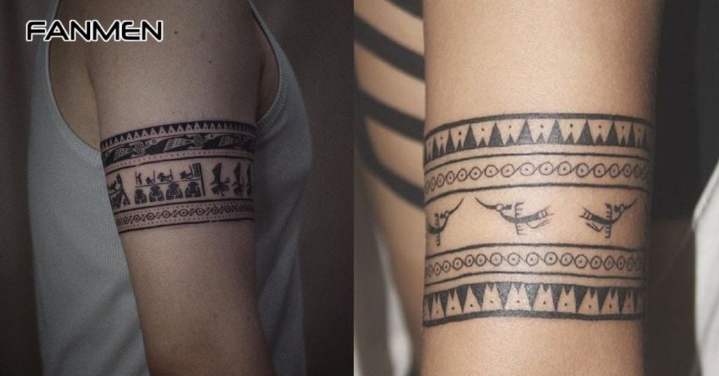 Hình xăm họa tiết&nbsp;trống đồng Việt Nam ở cánh tay 3