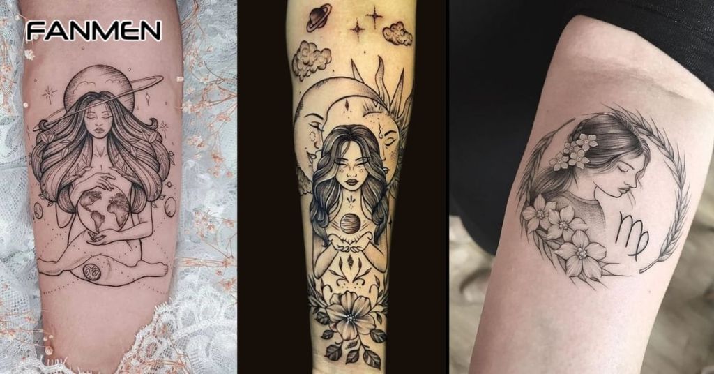 Hình Xăm Xử Nữ Kết Hợp Thiên Nhiên 2