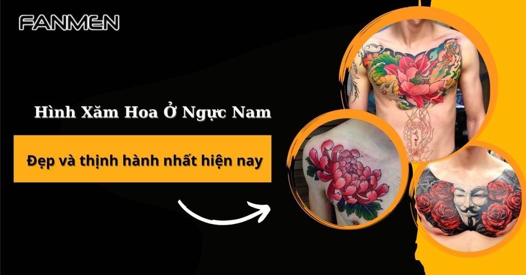 Hình xăm hoa ở ngực nam