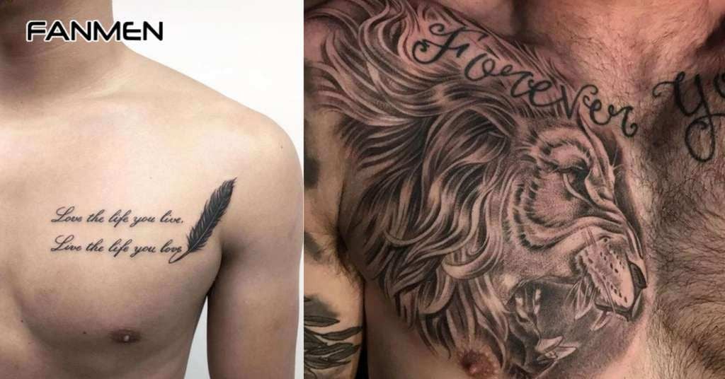 Hình xăm châm ngôn sống ở ngực nam