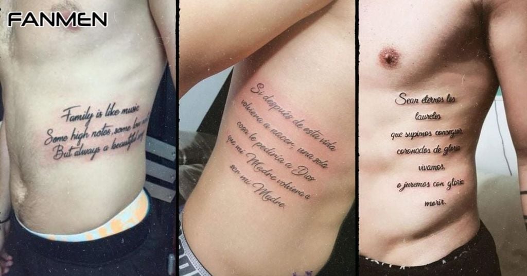 Hình xăm chữ ở mạn sườn cho nam mẫu 12