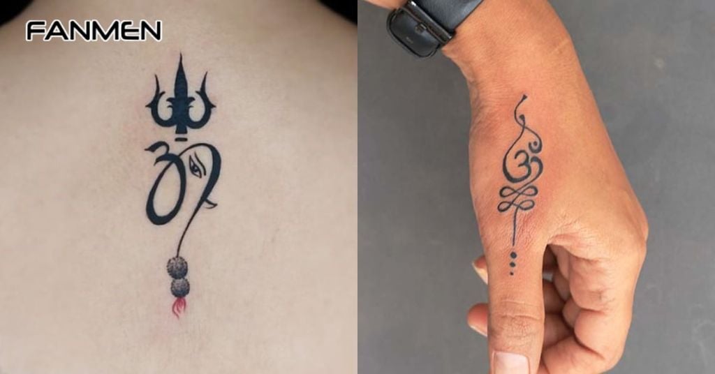 Hình xăm chữ Phạn kết hợp biểu tượng 3