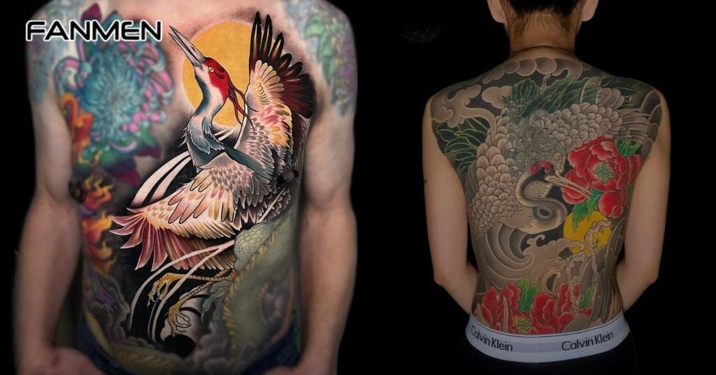 Hình xăm tiên hạc cho nam mẫu 22