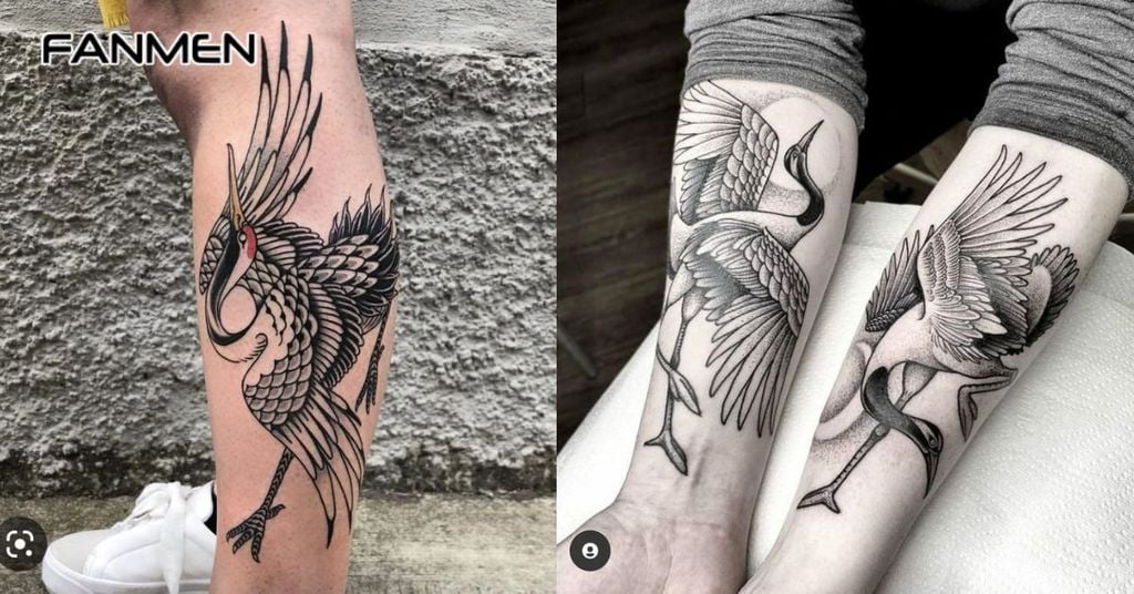 Hình xăm tiên hạc cho nam mẫu 24