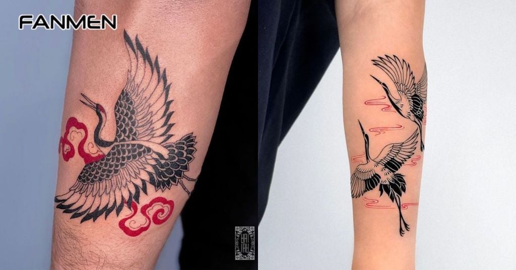 Hình xăm tiên hạc cho nam mẫu 26