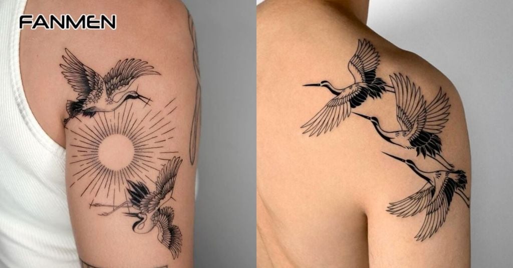 Hình xăm tiên hạc cho nam mẫu 27