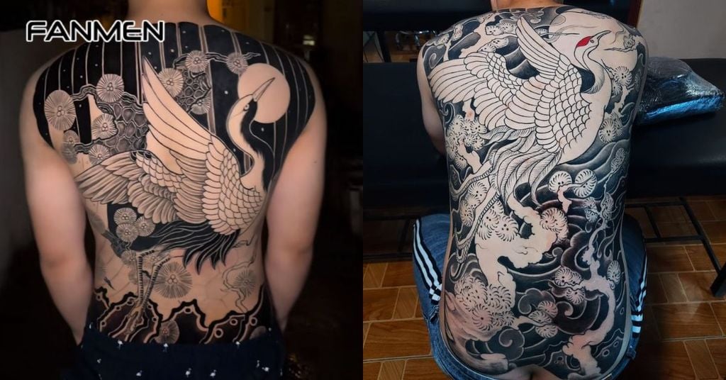 Hình xăm tiên hạc cho nam mẫu 4