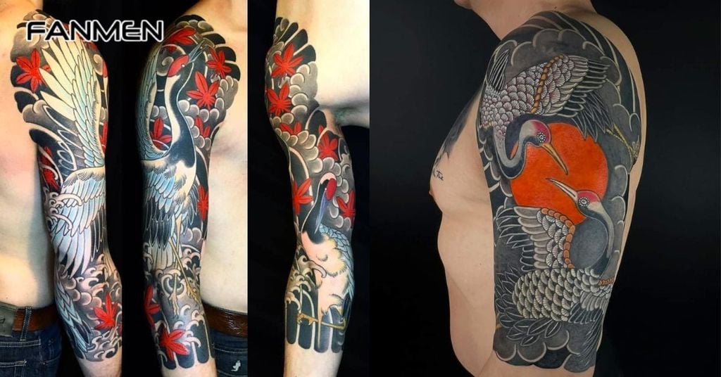 Hình xăm tiên hạc cho nam mẫu 8