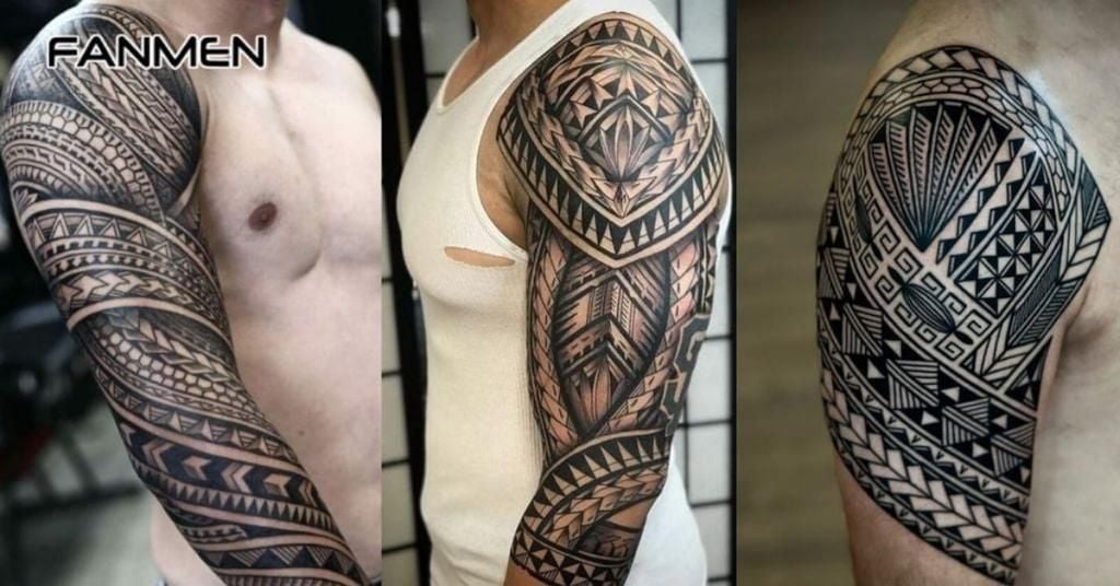 Hình xăm vai nam phong cách tribal 4