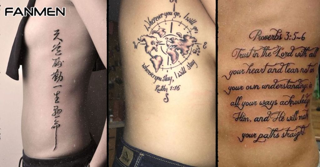 Hình xăm chữ ở mạn sườn cho nam mẫu 3
