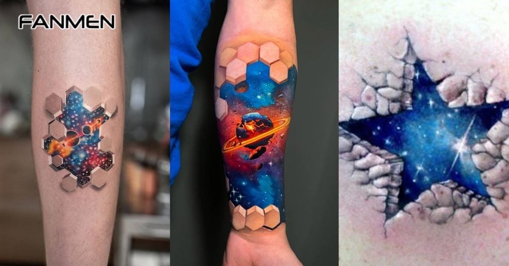 Hình xăm 3D phong cảnh, không gian vũ trụ 2
