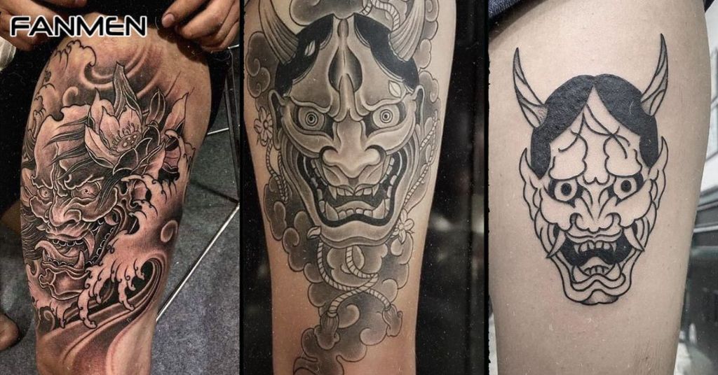 Mẫu hình xăm mặt quỷ ở đùi mẫu 3