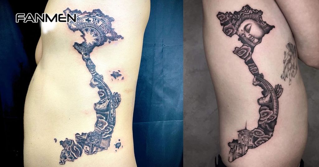 Hình Xăm Bản Đồ Việt Nam Phong Cách Nghệ Thuật 2