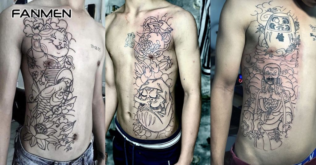 Hình xăm eo nam phong cách Nhật Bản 3