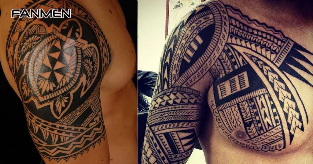 Hình xăm vai nam phong cách tribal 10