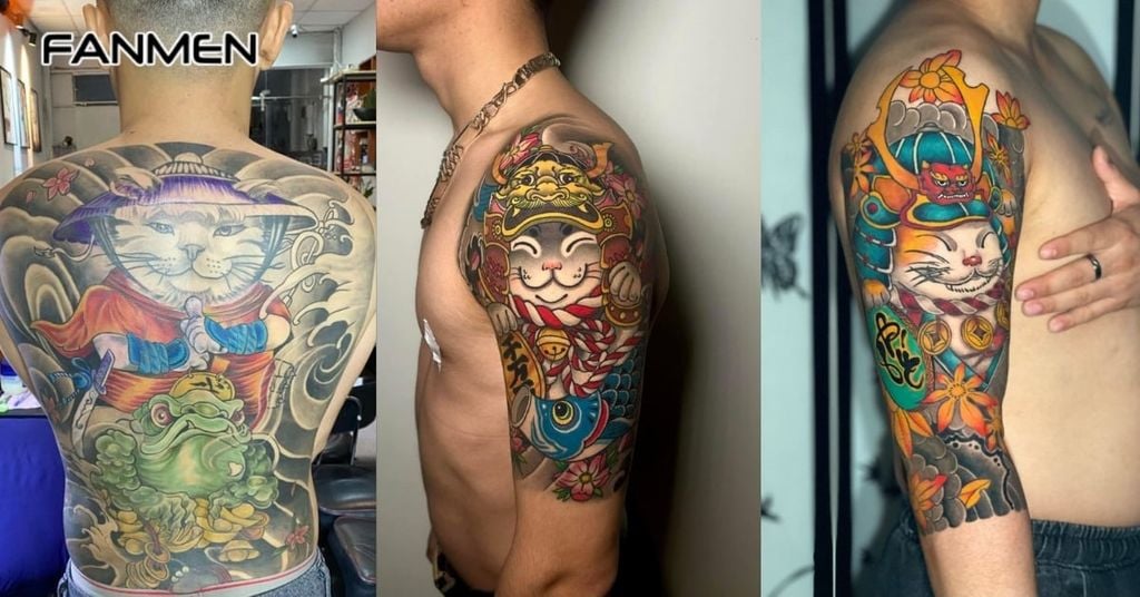 Hình Xăm Mèo Thần Tài Phong Cách Truyền Thống 3