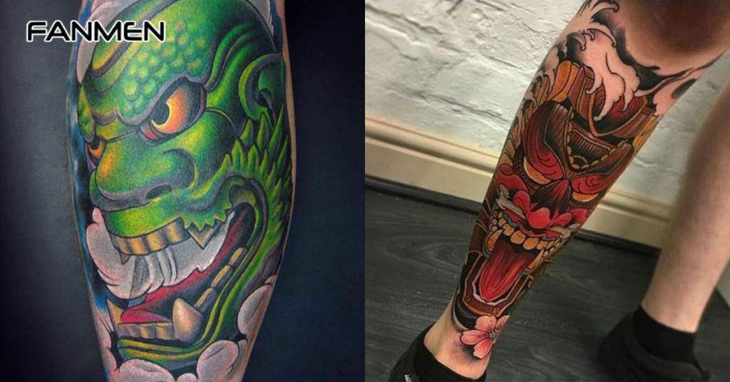 Hình xăm bắp chân cho nam hình mặt quỷ 5