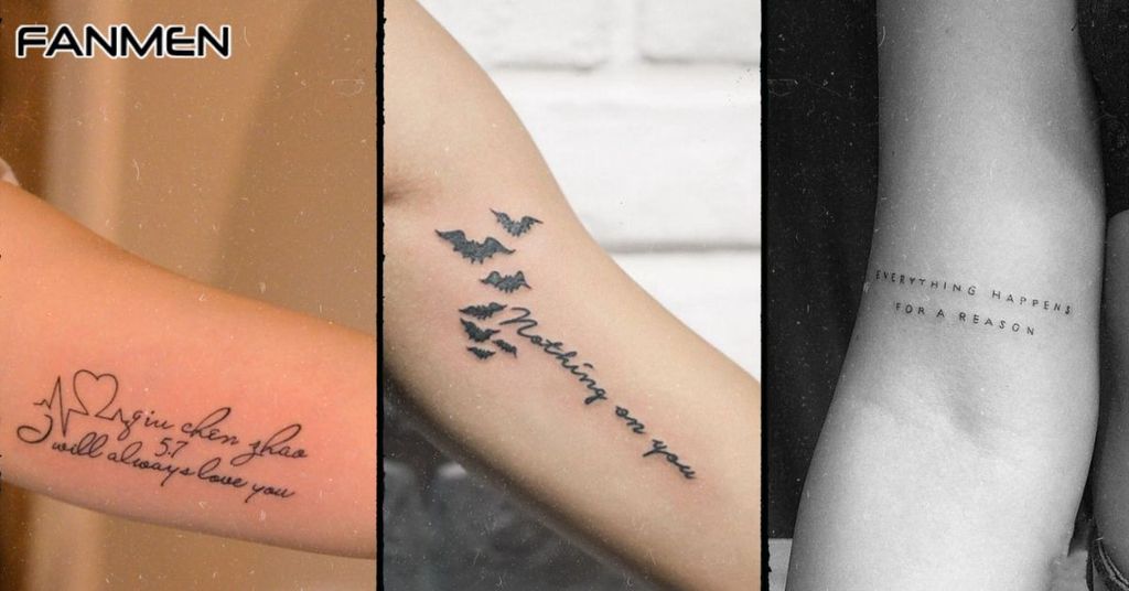 Hình xăm chữ đẹp cho nam ở bắp tay mẫu 13