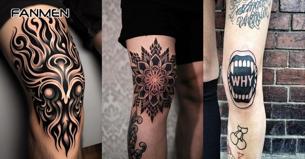 Hình xăm đầu gối phong cách truyền thống 2