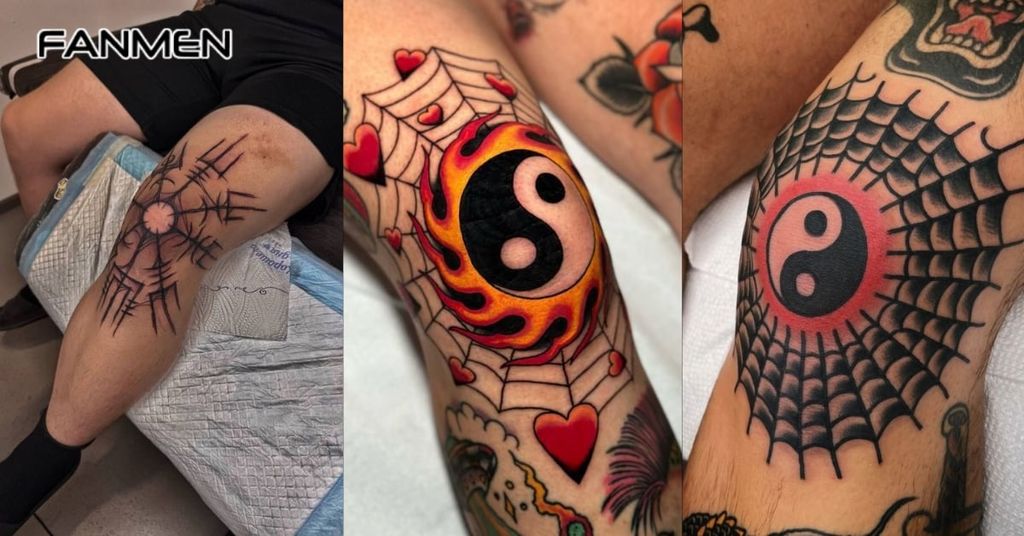 Hình xăm đầu gối trừu tượng và hình học 1