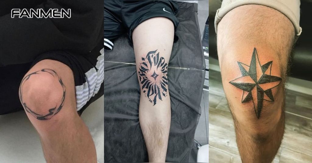 Hình xăm đầu gối trừu tượng và hình học 2