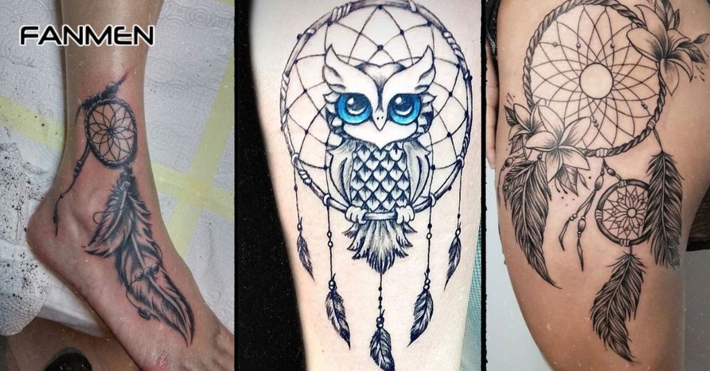Hình xăm Dreamcatcher cho nam ở chân mẫu 2