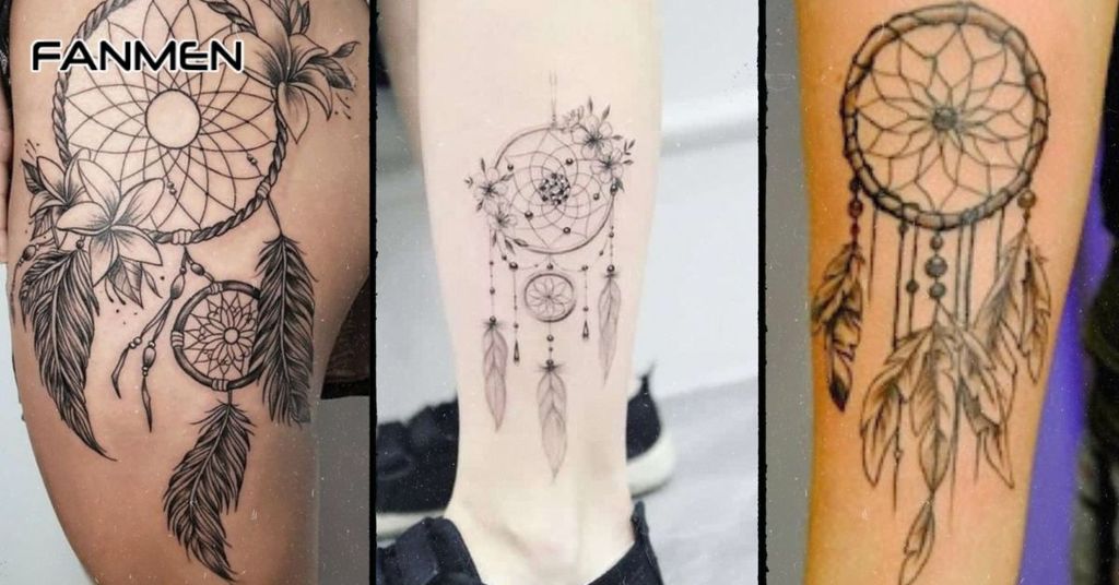 Hình xăm Dreamcatcher cho nam ở chân mẫu 3