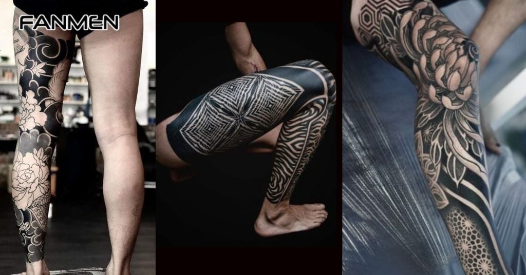 Hình Xăm Full Chân Phong Cách Blackwork 2