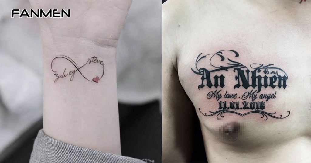 Hình Xăm Tên Người Yêu Kết Hợp Biểu Tượng